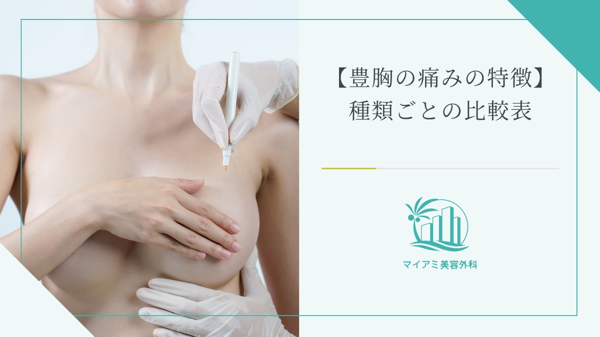 【豊胸の痛みの特徴】種類ごとの比較表